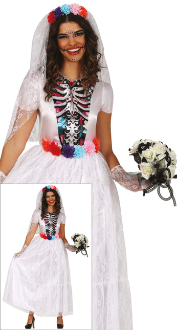 Dia De Los Muertos Kleid Weiß Damen Braut