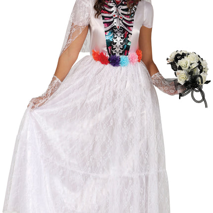 Dia De Los Muertos Kleid Weiß Damen Braut