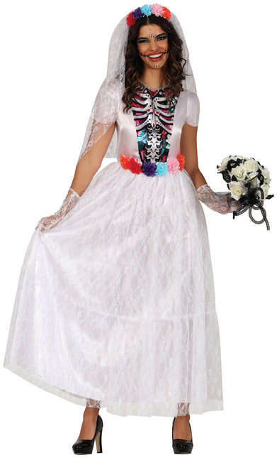 Dia De Los Muertos Kleid Weiß Damen Braut