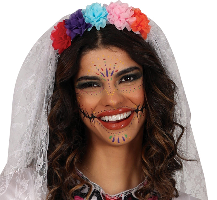 Dia De Los Muertos Kleid Weiß Damen Braut
