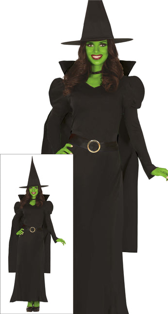 Halloween Kleid Schwarz Damen Hexe Lang