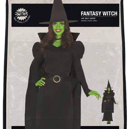 Halloween Kleid Schwarz Damen Hexe Lang