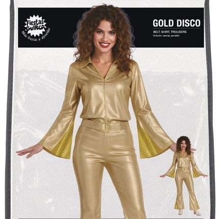 Disco Anzug Gold Damen 3 Stück
