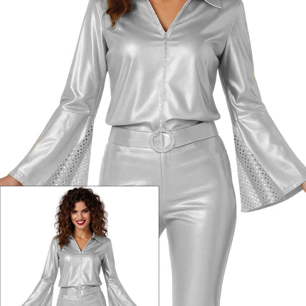 Disco Anzug Silber Damen 3 Stück