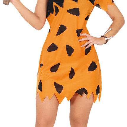 Caveman Kleid Schwarz Orange Damen
