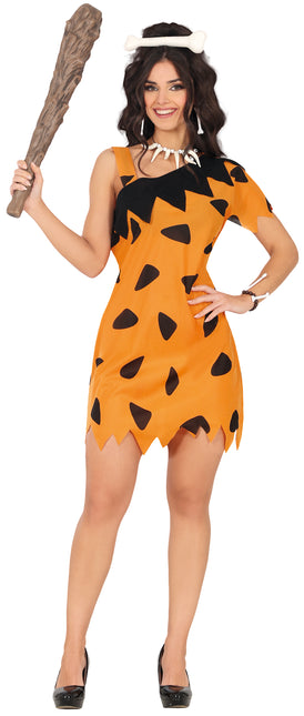 Caveman Kleid Schwarz Orange Damen