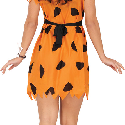 Caveman Kleid Schwarz Orange Damen
