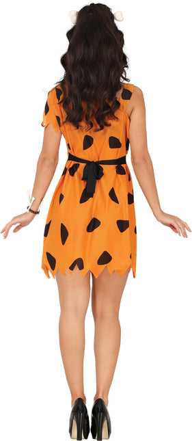 Caveman Kleid Schwarz Orange Damen