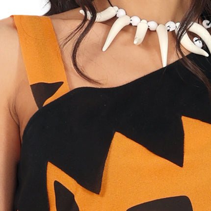 Caveman Kleid Schwarz Orange Damen