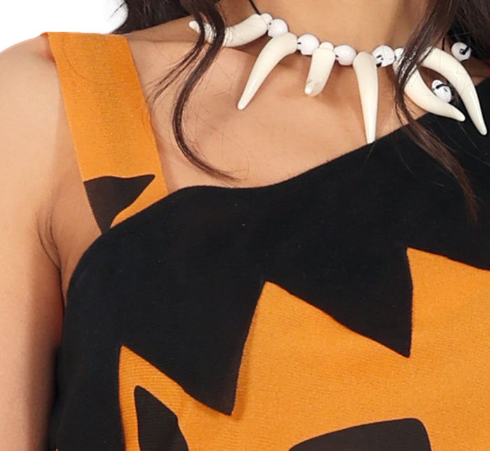 Caveman Kleid Schwarz Orange Damen