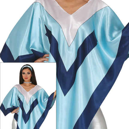 Disco 70S Poncho Blau Damen