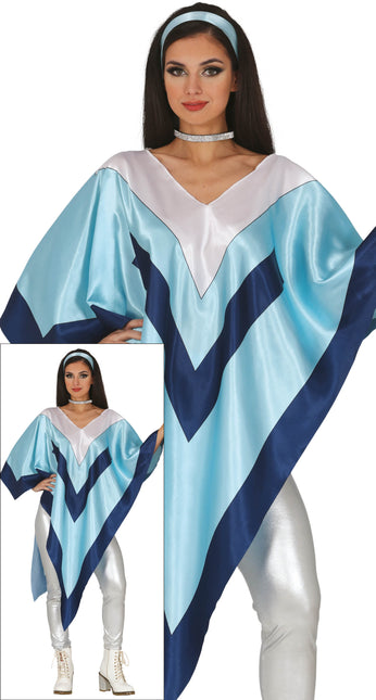 Disco 70S Poncho Blau Damen