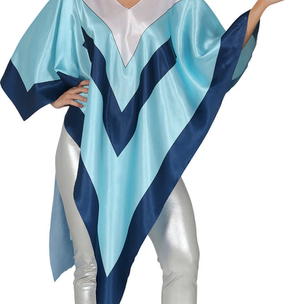 Disco 70S Poncho Blau Damen
