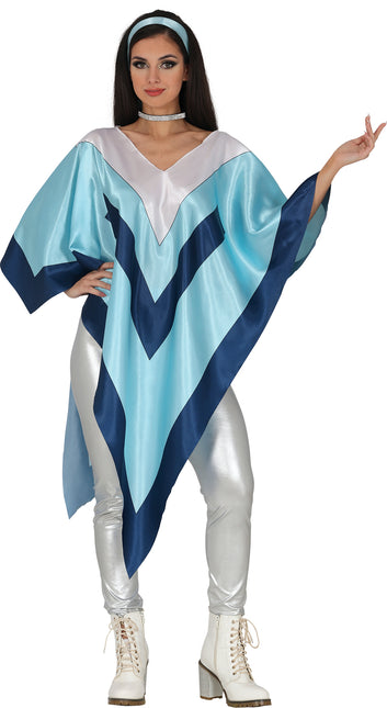 Disco 70S Poncho Blau Damen