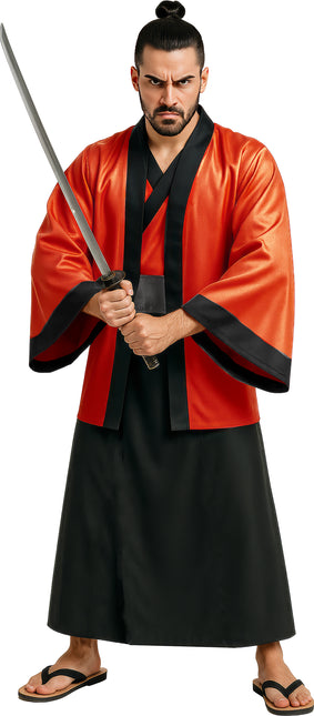 Rot Schwarzer Kimono Herren 3-teilig