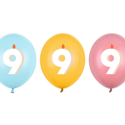 9 Jaar Ballonnen 30cm 50st van Partydeco koop je bij Partywinkel