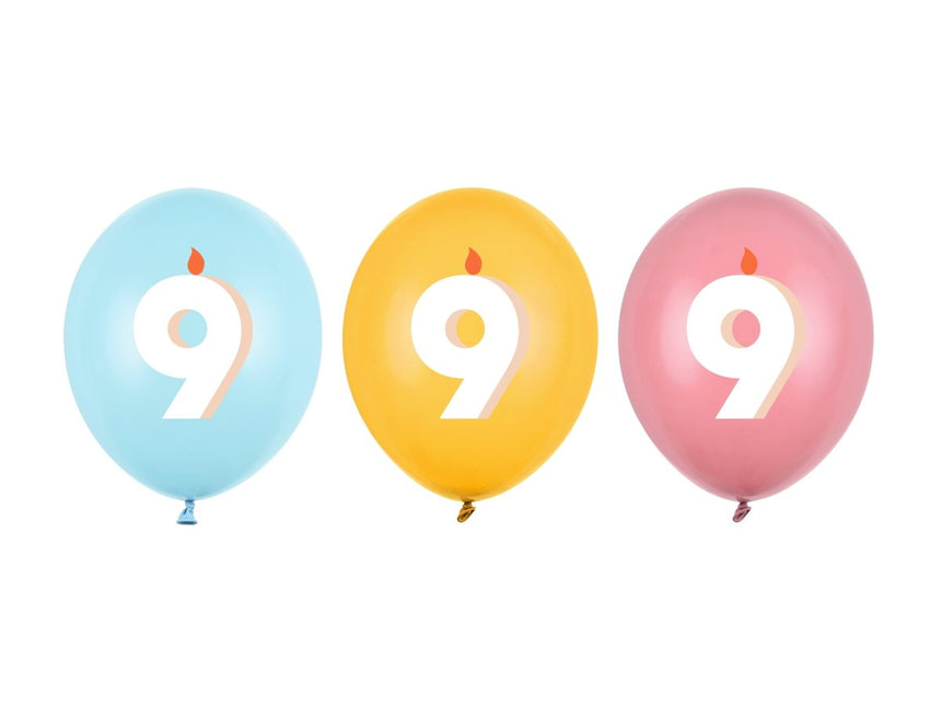 9 Jaar Ballonnen 30cm 50st van Partydeco koop je bij Partywinkel
