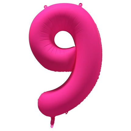9 Jaar Cijfer Ballon Neon Roze Leeg 86cm van Riethmueller koop je bij Partywinkel
