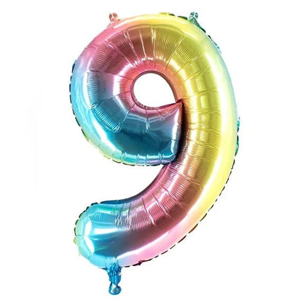 9 Jaar Cijfer Ballon Regenboog 1m Leeg van VDV Benefit koop je bij Partywinkel