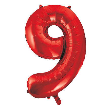 9 Jaar Cijfer Ballon Rood Leeg 86cm van Unique koop je bij Partywinkel
