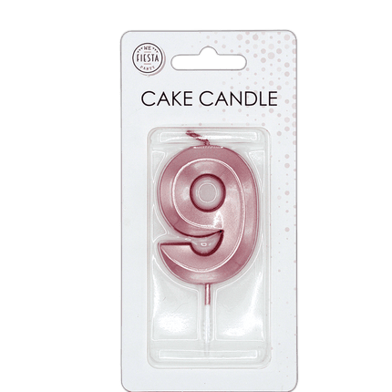 9 Jaar Kaars Rose Goud Metallic 6cm van WeFiesta koop je bij Partywinkel