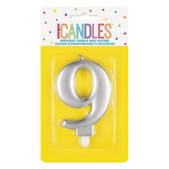 9 Jaar Kaars Zilver van Unique koop je bij Partywinkel