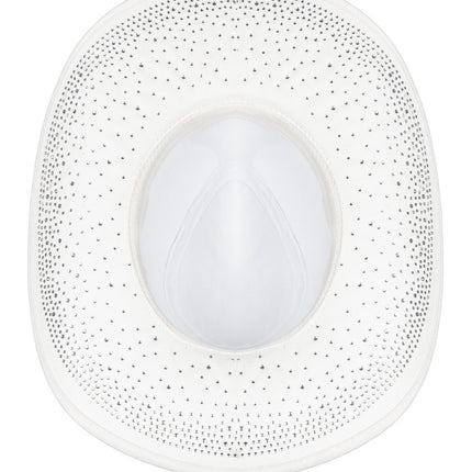 Cowboyhut mit Strasssteinen Weiß