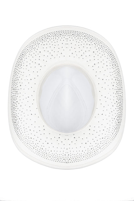 Cowboyhut mit Strasssteinen Weiß