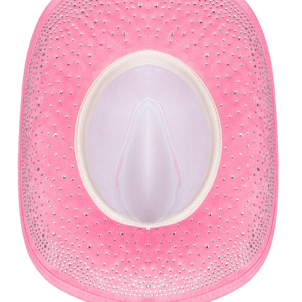 Cowboyhut mit Strasssteinen Rosa