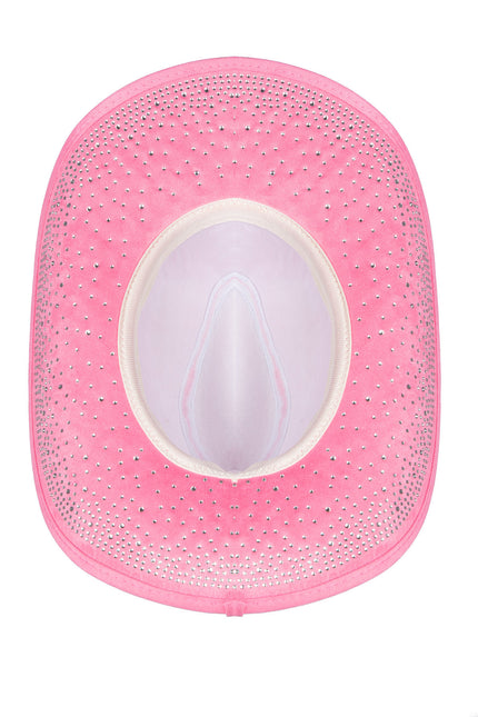 Cowboyhut mit Strasssteinen Rosa