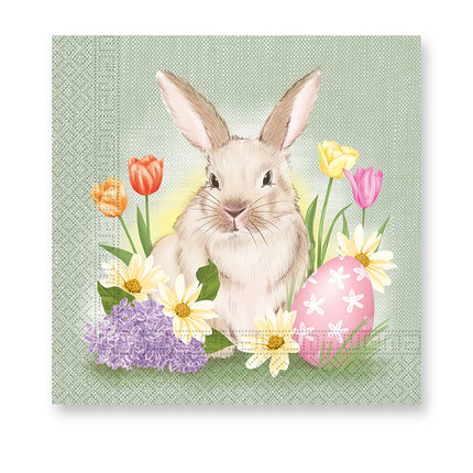3 Lagen Papierservietten 33X33Cm/Ostermotive 3 Lagen Papierservietten 33X33Cm Bunny & Flowers 20St