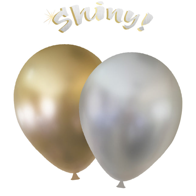 Party Essentials Sehr glänzende Gold & Silber Ballons 6St