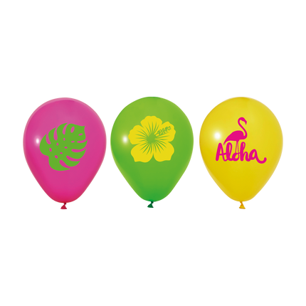 Hawaii-Luftballons, bunt, Aloha, 30 cm, 6 Stück