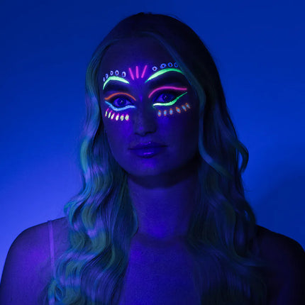 UV-Neon-Schmink-Set (Schminke auf Wasserbasis, Applikator)
