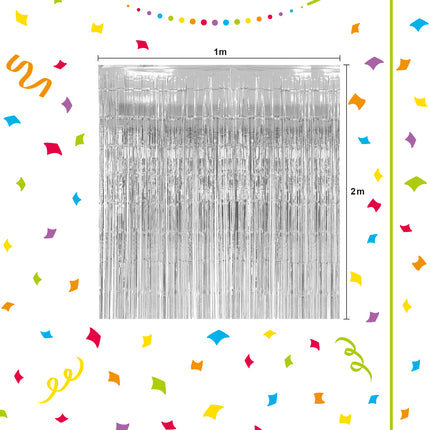 Party Essentials Silberne Vorhänge 1X2M 1St