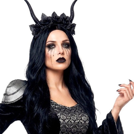 Halloween-Haarband, schwarz, Teufel, Blume