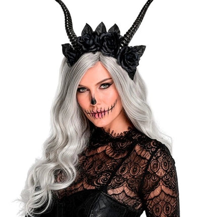 Halloween-Haarband, schwarz, Teufel, Blume