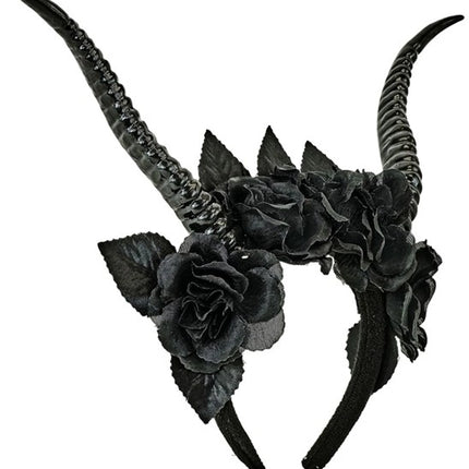 Halloween-Haarband, schwarz, Teufel, Blume