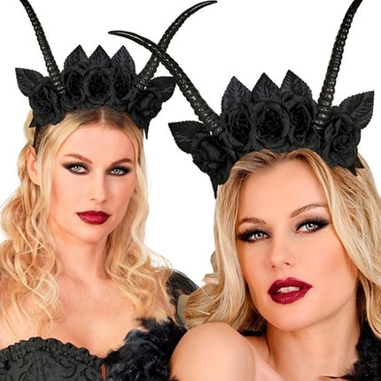 Halloween-Haarband, schwarz, Teufel, Blume