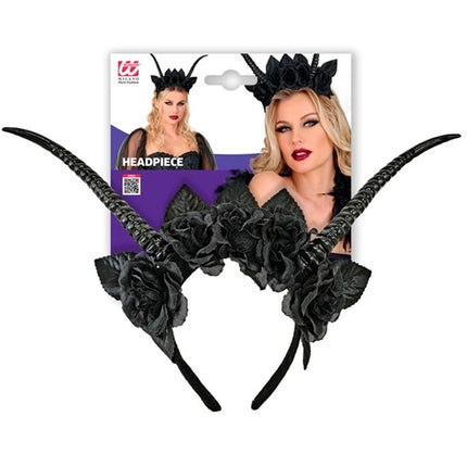 Halloween-Haarband, schwarz, Teufel, Blume