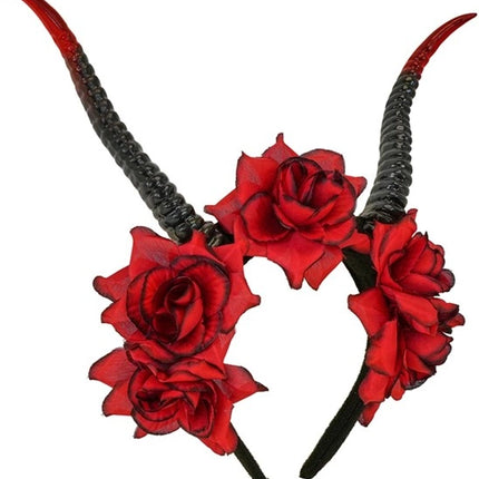 Halloween-Haarband Schwarz-Rot Teufel Blume