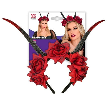 Halloween-Haarband Schwarz-Rot Teufel Blume