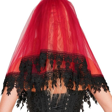 Halloween-Schleier Rot-Schwarz
