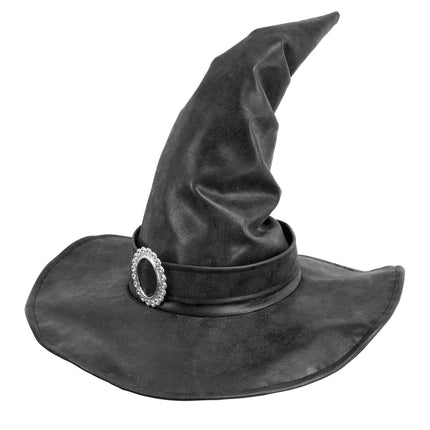 Schwarzer Hexenhut mit Schnalle