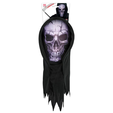 Schädelmaske, schwarz, mit Kapuze
