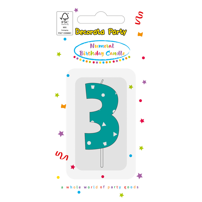 3 Jahre Kerze Licht Blau