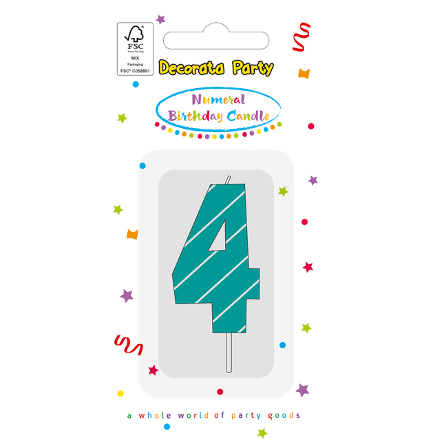 4 Jahre Kerze Licht Blau