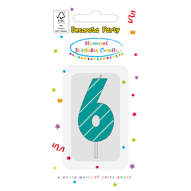 6 Jahre Kerze Licht Blau