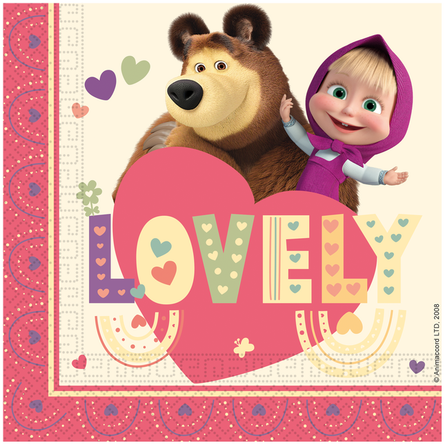 Mascha und der Bär Servietten bunt 33cm 20Stk