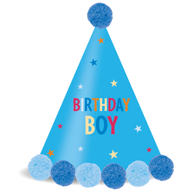 Party Essentials Fsc Papierhut mit Pom Pom Blau 1St